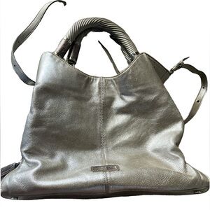 EUC MICHAEL KORS TONNE HOBO SILVER LEATHER BAG